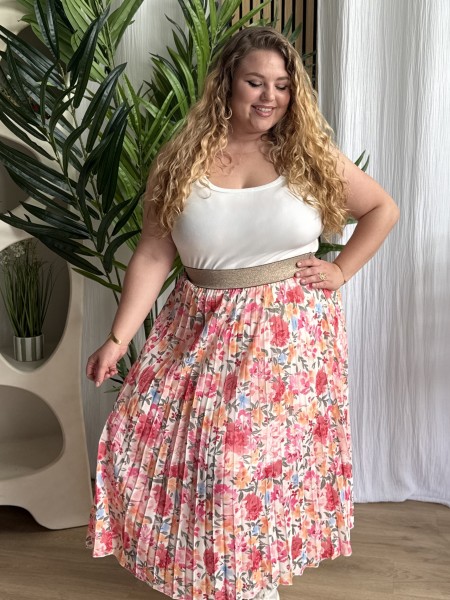 Jupe longue fluide flower fuschia grande taille