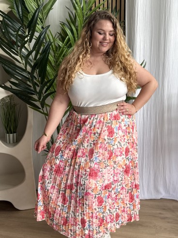 Jupe longue fluide flower fuschia grande taille