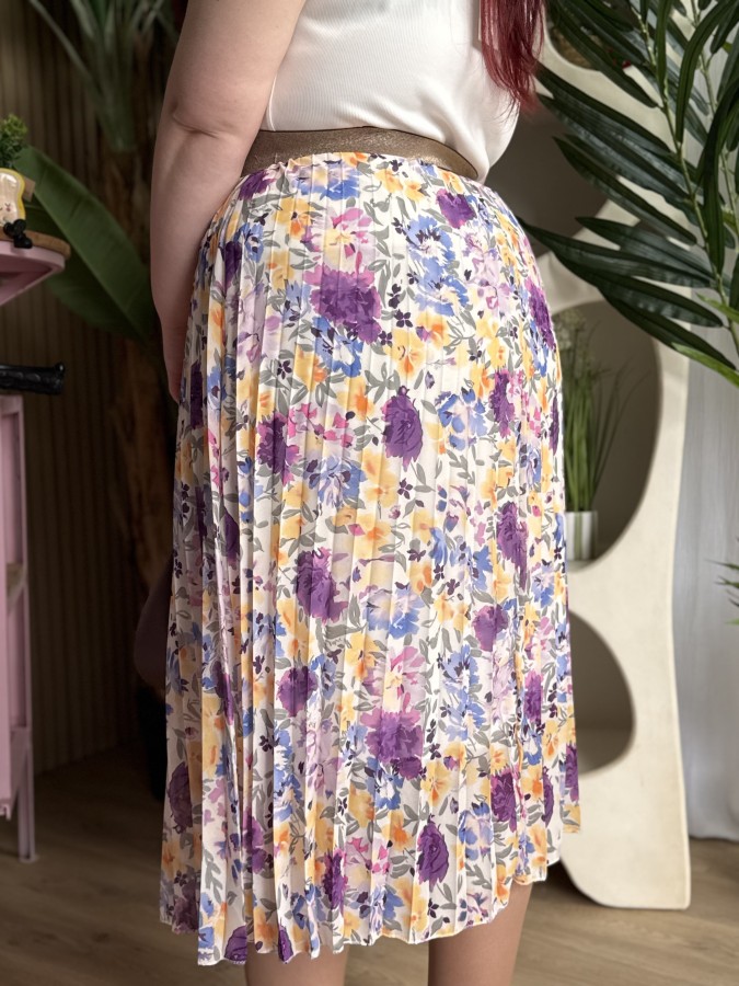 Jupe Longue Fluide Flower Lilas