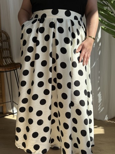 Jupe Longue À Pois Blanc grande taille