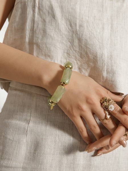 Bracelet élastique effet marbré vert