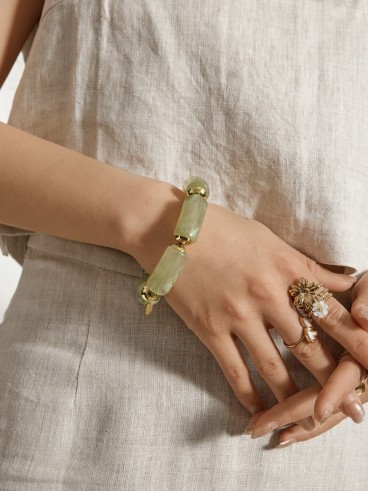 Bracelet élastique effet marbré vert