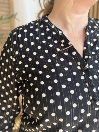 Blouse à pois lurex noir
