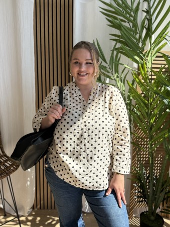 Blouse À Pois Lurex blanc grande taille