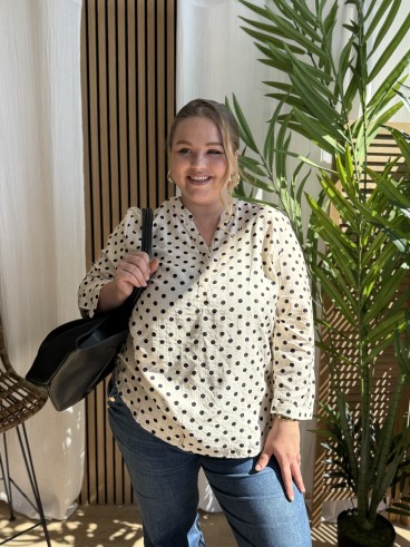 Blouse À Pois Lurex blanc grande taille