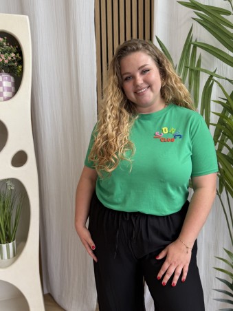 T-Shirt Curvy Broderie Iconic Club Vert grande taille
