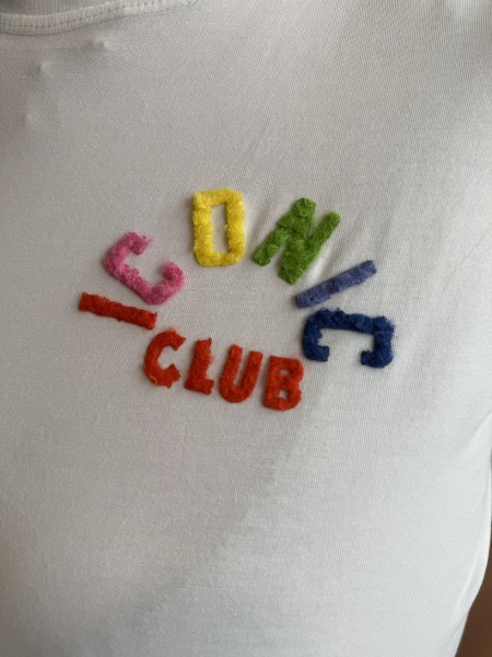 T-Shirt Curvy Broderie Iconic Club Blanc
