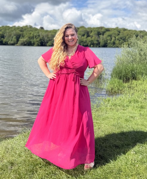 Robe Longue Doublée Cérémonie Fuschia grande taille