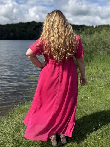 Robe Longue Doublée Cérémonie Fuschia grande taille