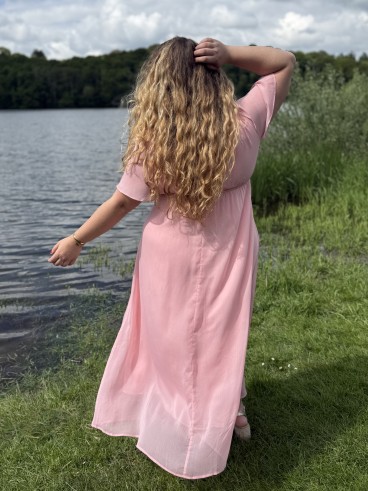 Robe Longue Doublée Cérémonie rose grande taille
