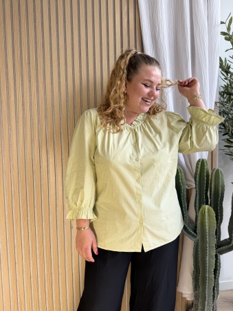 Chemise unie col victorien vert clair