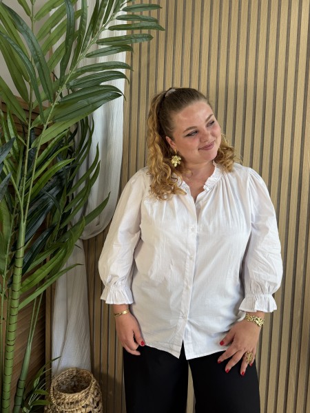Chemise unie col victorien blanc grande taille