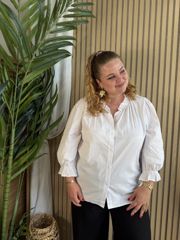 Chemise unie col victorien blanc grande taille