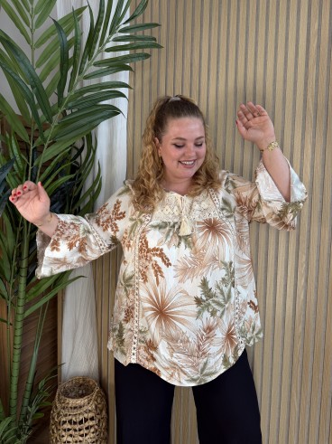 Blouse bohème tropical grande taille