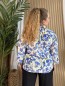 Blouse fleurie col noué bleu