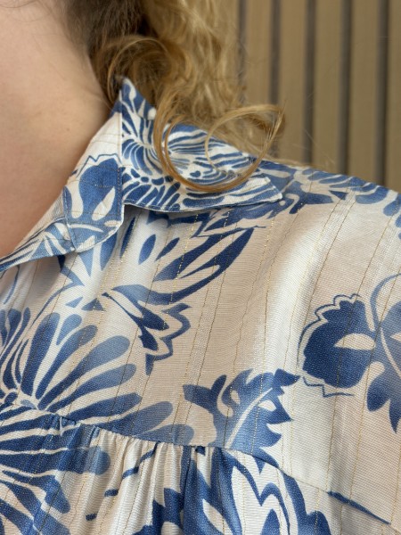 Chemise manches courtes Island bleu