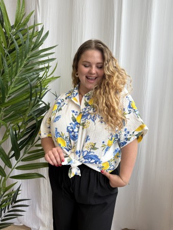 Chemise gaze de coton citrons grande taille