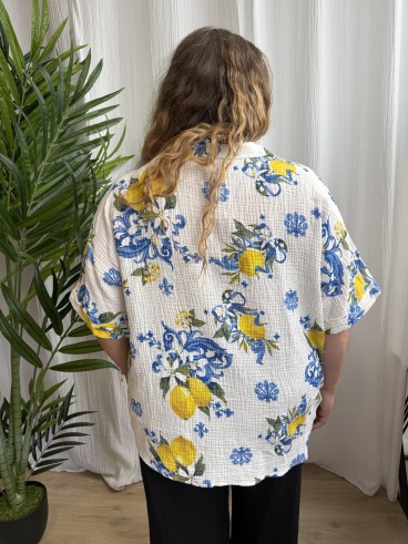 Chemise gaze de coton citrons grande taille