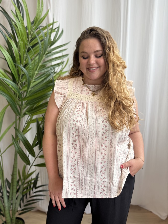 TOP MANCHES COURTES CROCHET