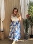 Jupe longue fleurie poche bleu