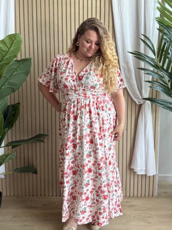 Robe longue fluide coquelicot grande taille