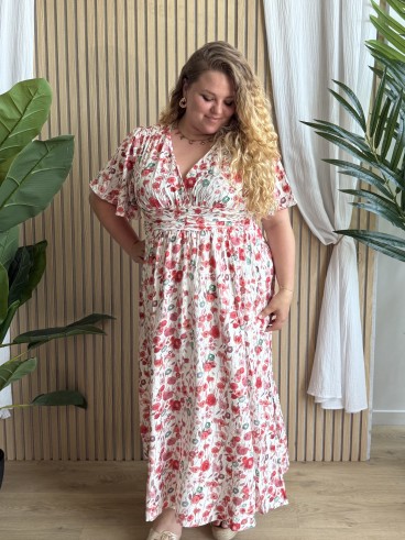 Robe longue fluide coquelicot grande taille
