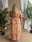 Robe longue fluide peinture de fleurs orange