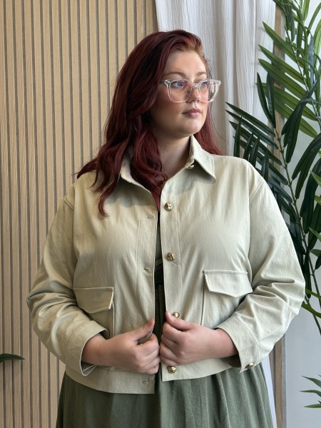 Veste mi-saison avec poches verte grande taille