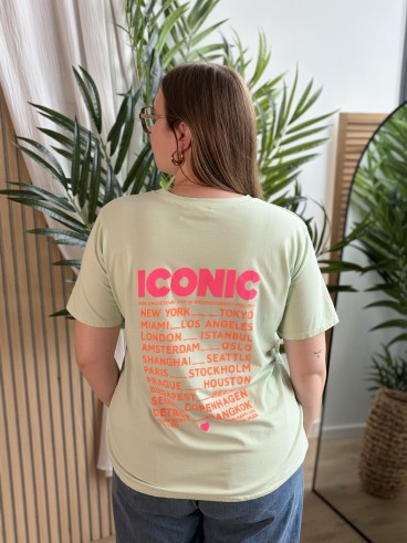 T-shirt curvy Iconic vert menthe grande taille