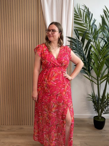 Robe longue sans manches esprit pétales au vent grande taille