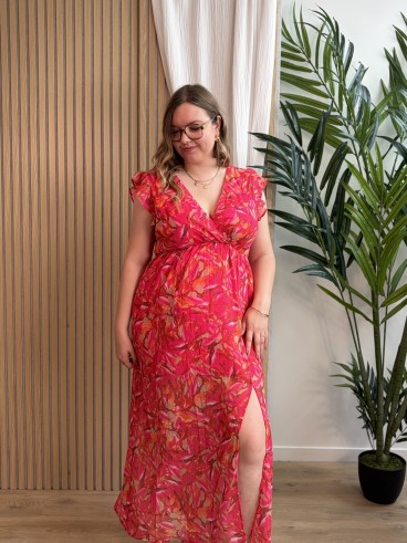 Robe longue sans manches esprit pétales au vent grande taille