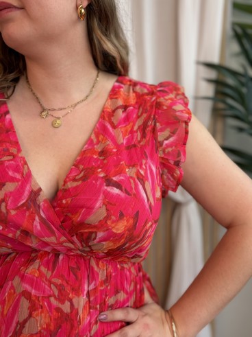 Robe longue sans manches esprit pétales au vent grande taille