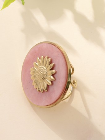 Bague dorée effet marbré rose