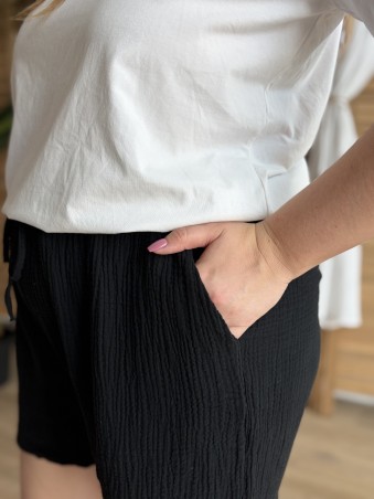 Short en gaze de coton noir