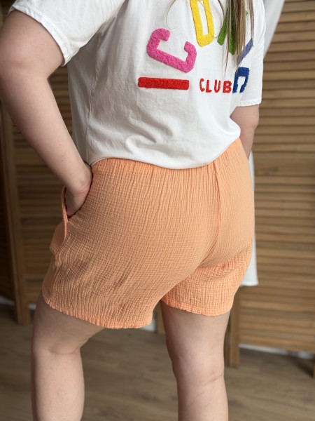 Short en gaze de coton corail