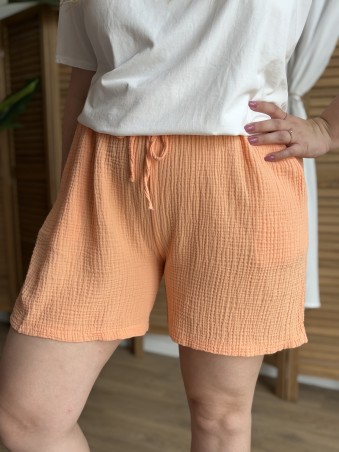 Short en gaze de coton corail