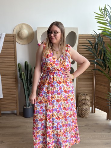 Robe Nina longue à bretelles grande taille