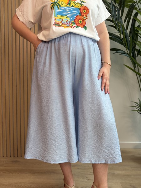 Jupe culotte fluide bleu grande taille