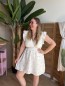 Robe courte en gaze de coton à cœurs dorés blanc Robe courte en gaze de coton à cœurs dorés blanc