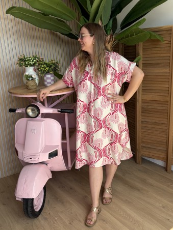 Robe Capri rose grande taille
