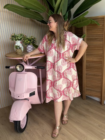 Robe Capri rose  grande taille