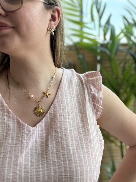Blouse à rayures rose