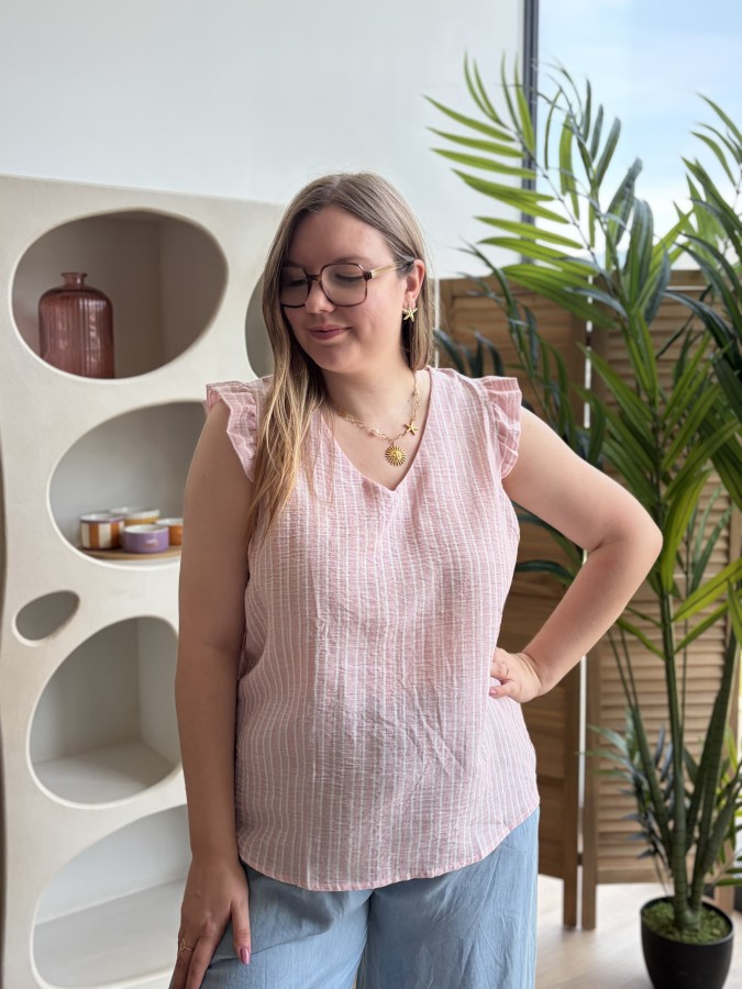 Blouse à rayures rose Blouse à rayures rose