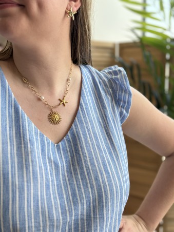 Blouse à rayures bleue