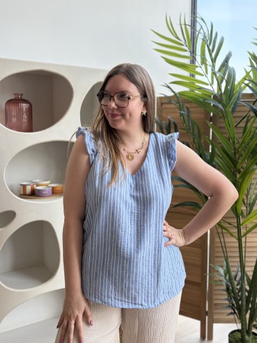 Blouse à rayures bleue grande taille