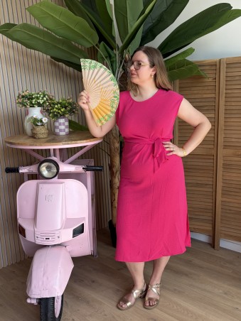 Robe à nouer Léna fuchsia grande taille