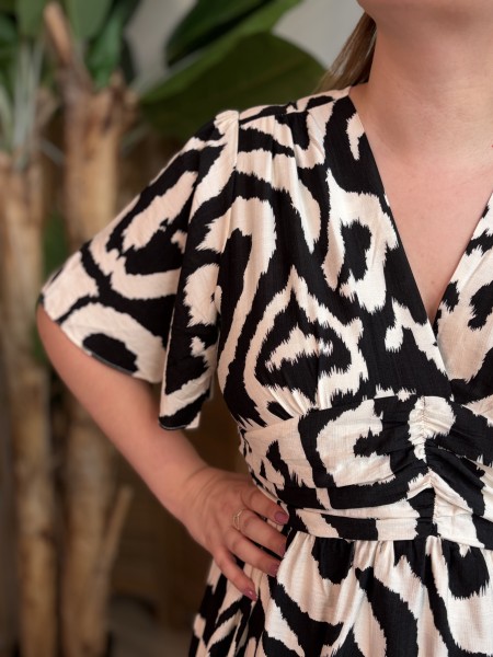 Robe longue fluide Labyrinthe fendue noir