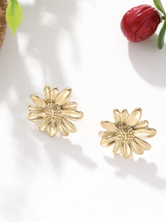 Boucles d'oreilles dorée fleur