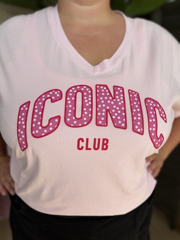 T-Shirt Curvy Iconic Club à pois rose grande taille