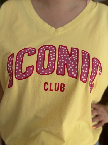 T-Shirt Curvy Iconic Club à pois jaune grande taille